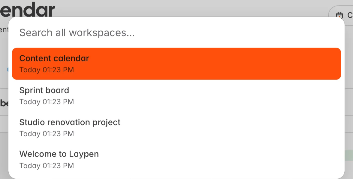 The search window listing documents