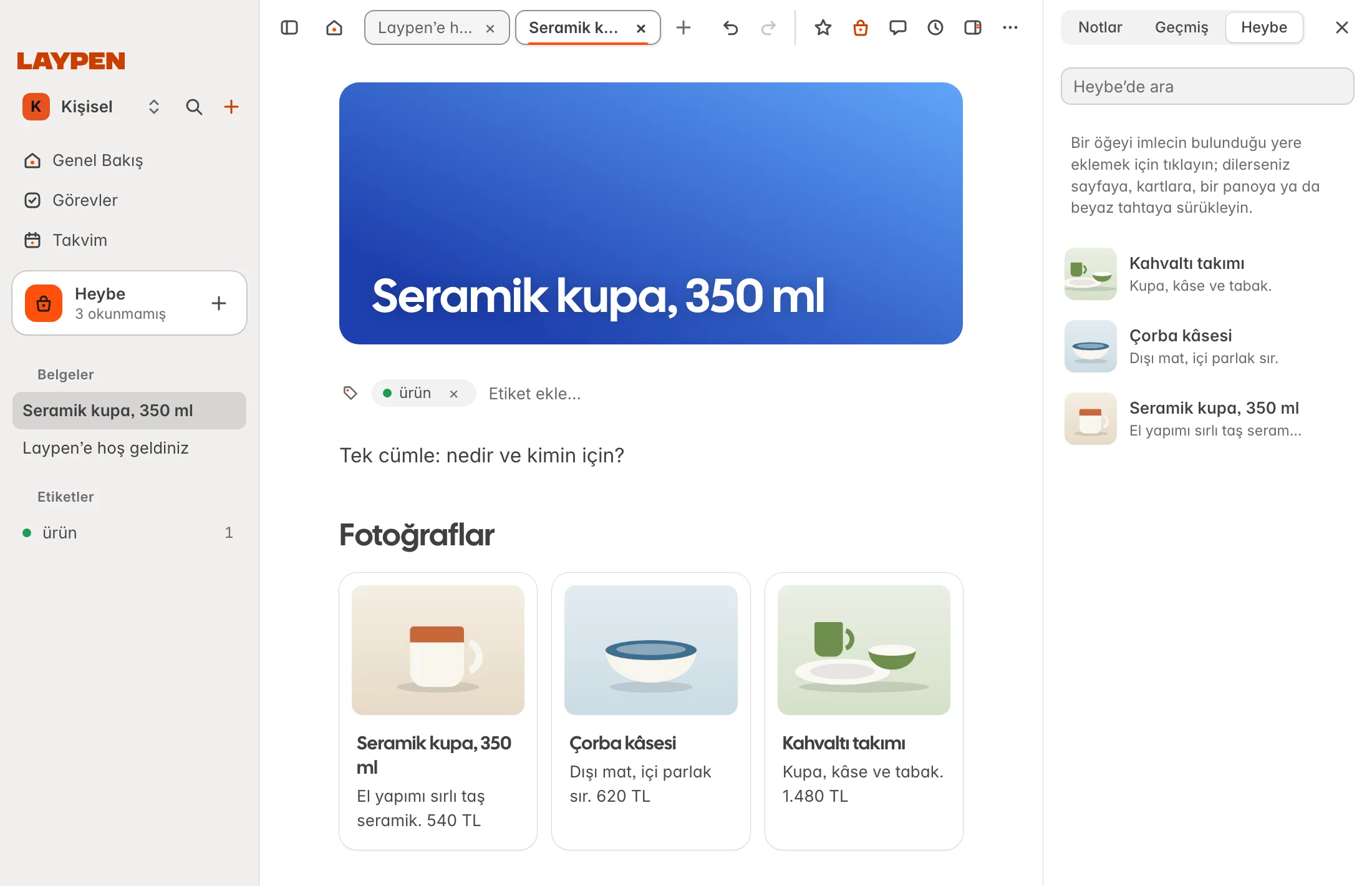 Kapak, görselli kartlar ve beyaz tahta içeren bir Laypen belgesi